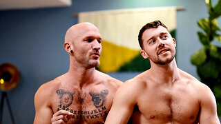 Hunky bald guy assrimming power bottom