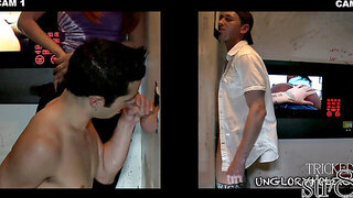 Curious straight guy teases at the gloryhole and gets seduced by a tempting cock