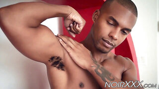 Jacen Zhu, the hot black queer hunk, pleasures himself with a solo BBC session
