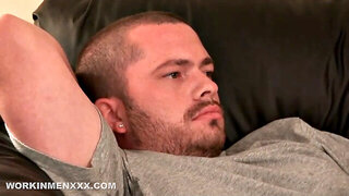 muscular workman takes control and dominates in a rough gay scene