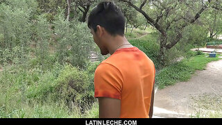 latin stud takes raw cock and gets his face covered with cum back at the apartment