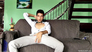 watch santiago stroke his cock and show off his body for you