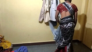 Cleaning home in mummy's saree