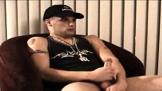 Amateur straight tattooed guy jerks cock 4 homemade gay porn