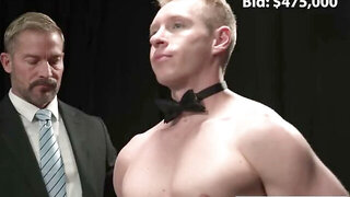 Blonde Muscle Stud Sold at Auction and Taken by Suited Buyers