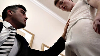 Dominant bishop fucks eager missionary on his desk
