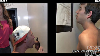 Straight guy can't resist hot cock at the retro gloryhole