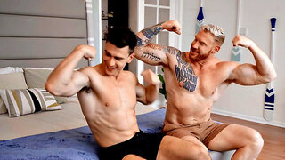 Barebacking eager jock pleasing his BF in a hot affair