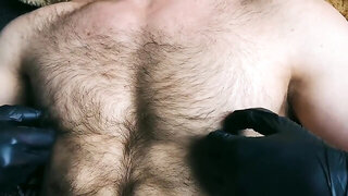 Cleaning Man Starts Playing With His Nipples And Cock Jerks Off And