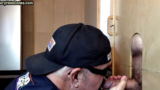 Gloryhole ATM DILF takes and sucks cock in homemade vid