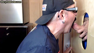 Gloryhole POV mature gay blows dick in homemade video