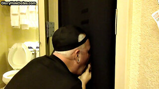 Real mature gloryhole lover sicks cock in homemade blowy