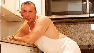 Anthony looks hella confident while jerking off into a plate