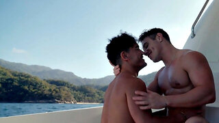 Amateur jock fucks and gets throat after yaching trip in 4some
