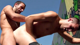 Real outdoor blowjob by hot euro guys