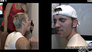 Gay gloryhole fooling naive straight guy