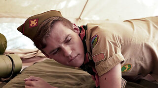 Twunk scout fucks skinny bottom twink outdoors in tent