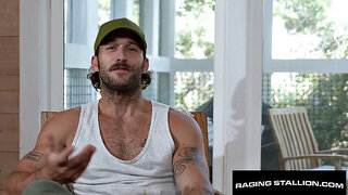 Hairy Stud Flip Fucks Inked Muscle - RagingStallion