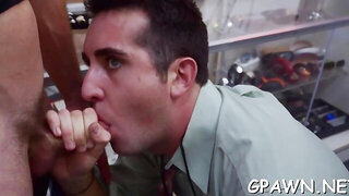 Sexy gay guy gets ass and mouth fucked by a strong dude