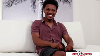 Dior Boi Kneels And Strokes His Uncut Cock Until Load Hits His Thighs!