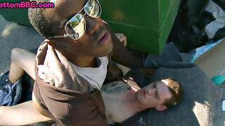 Real black thug gets his ass nailed outdoors by white dude